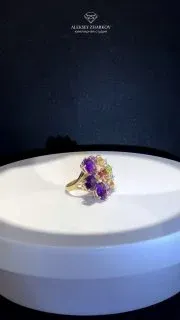 ✨ Сказочное кольцо ✨ Кольцо из золота 585 пробы, украшенное удивительным сочетанием цветных камней: 💜 аметисты ❤️ гранат